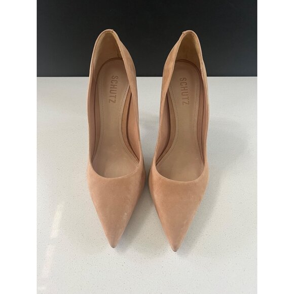 Schutz Lou Pointed-Toe honey beige Nubuck Pumps size 9.5